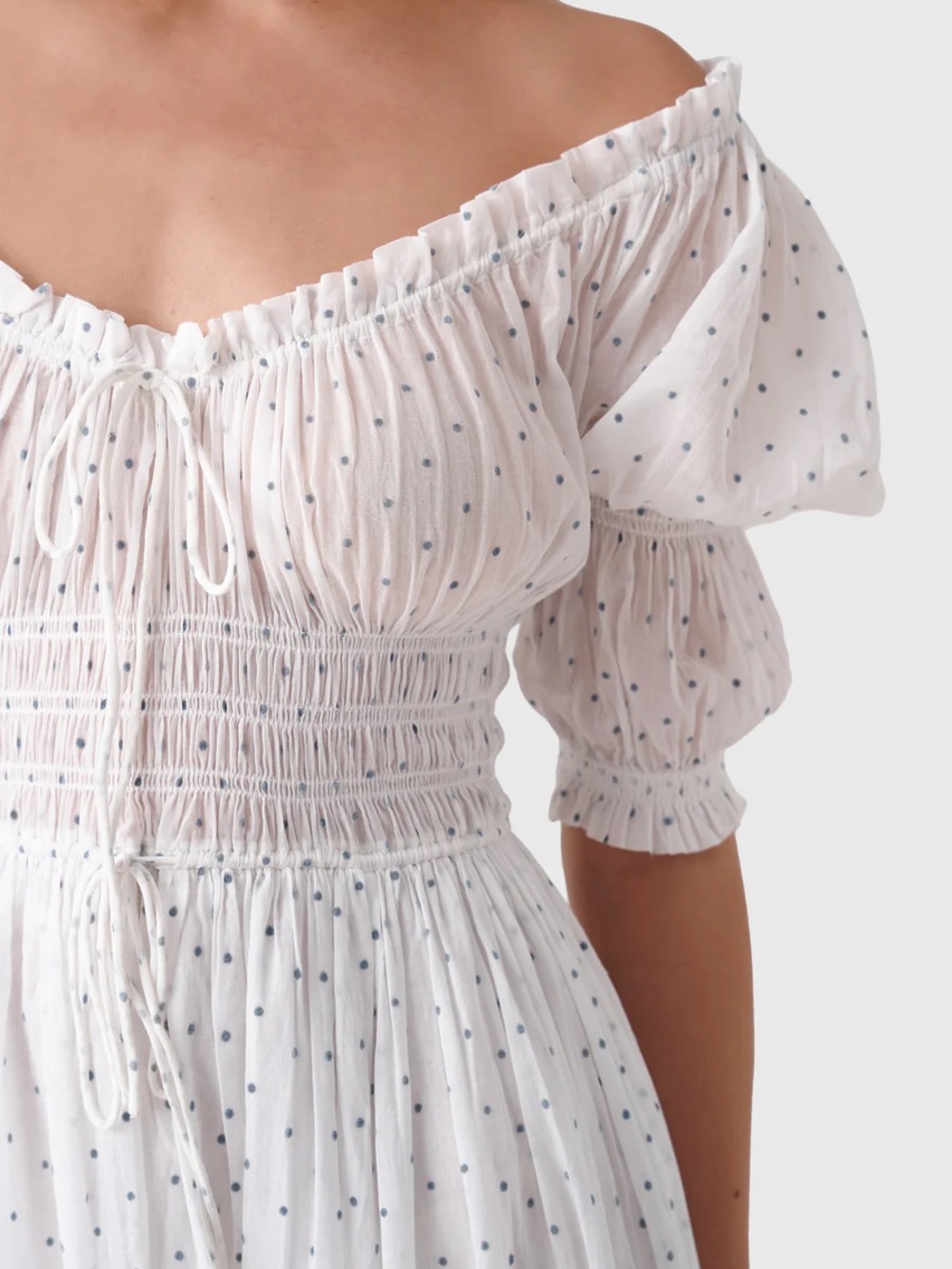 Doen ISCHIA DRESS SALT FLOCK DOT White Dress XS NWOT